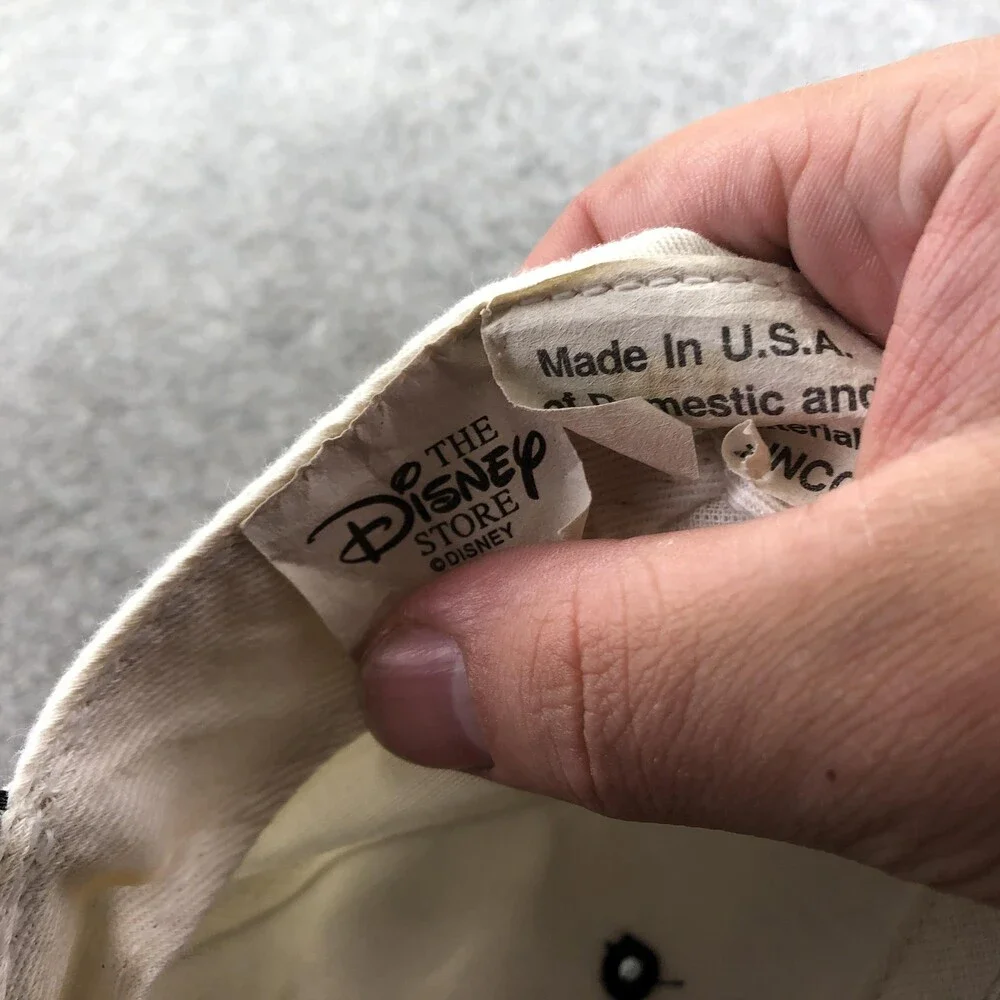 Vintage Disney Hat Cap Snap Back Mens One Size White Mickey Mouse USA